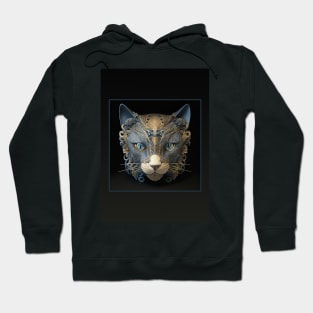 Blue and Gold Ivory Cat (Black) Hoodie